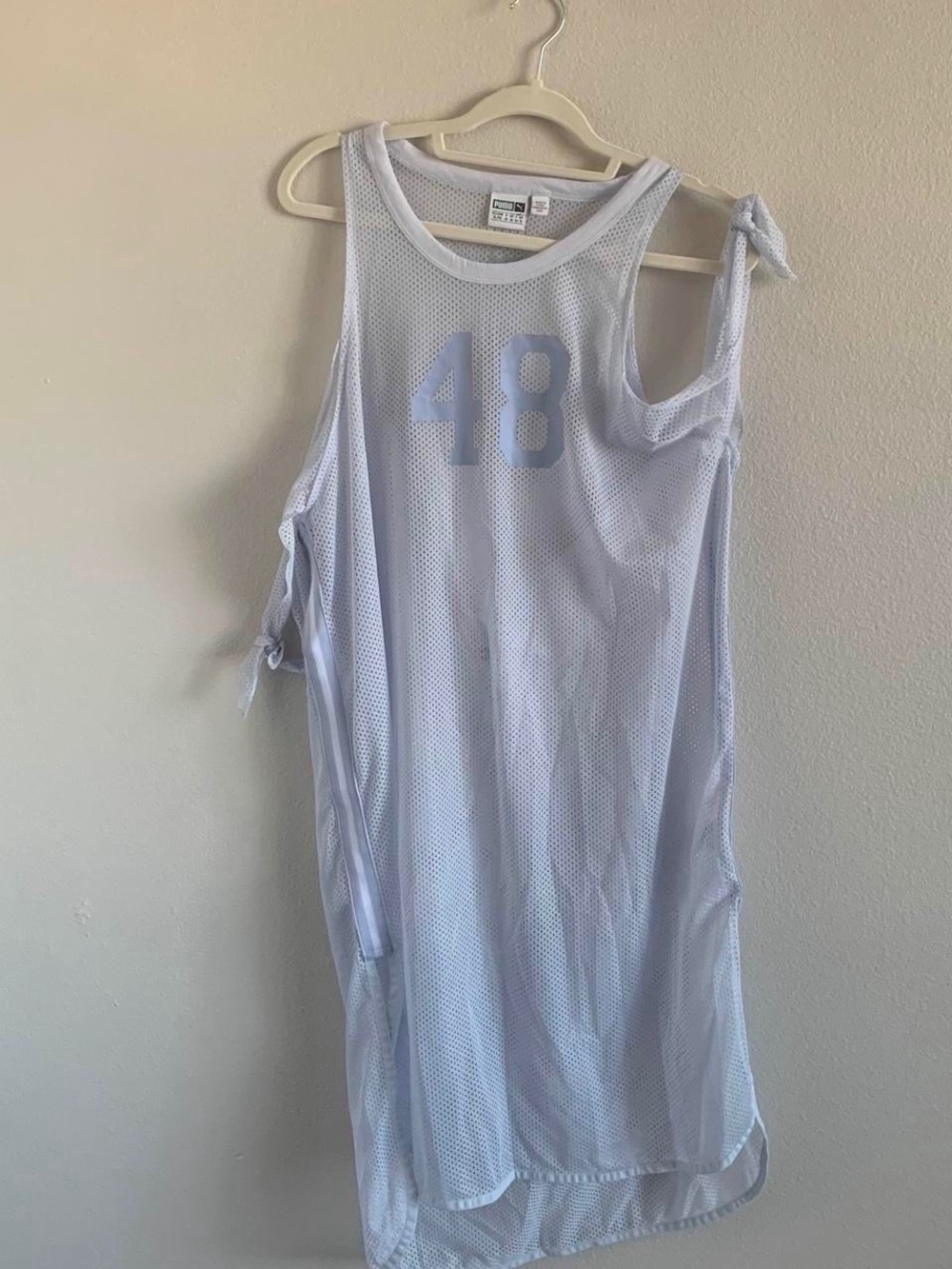Puma White Mesh Sleeveless Jersey Top